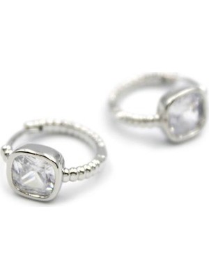 Skygo Taşlı Halka Küpe - Gümüş