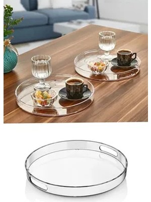 Skygo Yuvarlak Tepsi Füme Şeffaf ROYALEKS-82930