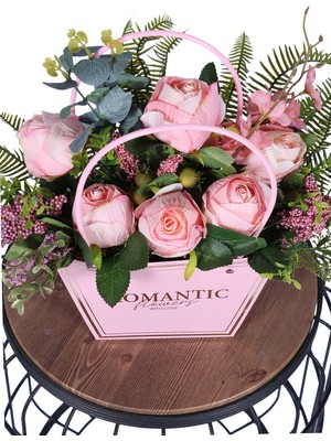 Yapay Çiçek Sitesi Yapay Çiçekli Romantic Çanta Aranjmanı Model 9