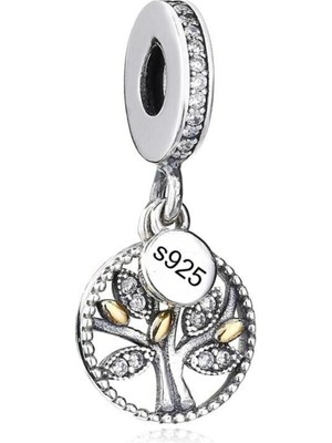 Kumi Bileklik Ve Kolye Için 925 Ayar Damgalı Gümüş Kaplama Yuvarlak Charm