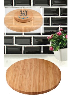 Skygo Bambu Döner Standlı 30 cm Lüx Sunum Tabağ 28X28X3,5CM ROYALEKS-BLS3030DBNR