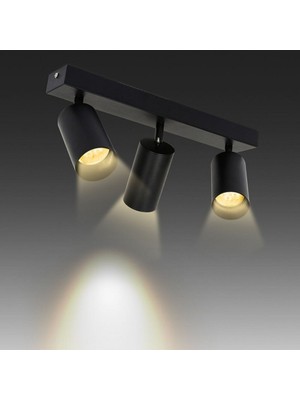 Riolight Modern1 Siyah Mutfak,salon,giyinme Odası,cafeler Için Metal 3lü LED Spot Avize(Ampul Dahil)