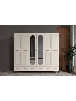 Doressa Hima Moon 6 Kapılı Aynalı Gardırop