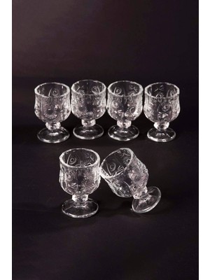 Skygo Ayaklı Kahve Yanı Bardağı Kristal Kesim Shot Bardak 7cm x 4 cm 6 Lı Set