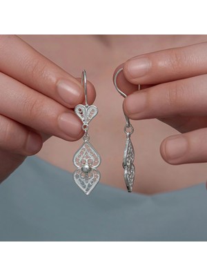 Skygo Gümüş Motif Esintisi Telkari Kadın Küpe