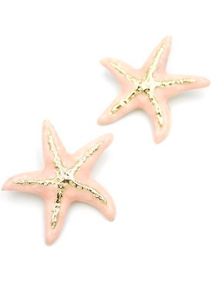 Skygo Mineli Deniz Yıldızı Küpe - Pembe