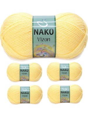 Skygo 5 Adet Vizon Premium Akrilik El Örgü Ipi Yünü Renk NO:215 Saman Sarı