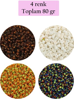 Skygo Dökme Cam Kum Boncuk (11/0) 2 mm - 4 Renk - Toplam 80 Gram - BNC406