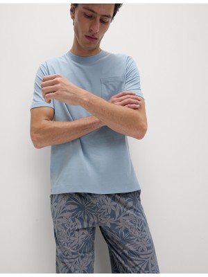 Marks & Spencer Saf Pamuklu Palmiye Desenli Pijama Takımı