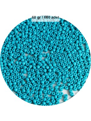 Skygo Turquaz Mavi Renk 4 mm Yaklaşık 660 Adet / 60 Gram Cam Boncuk Oya Yazma Bileklik ve Kolye