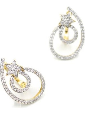 Skygo Taşlı Halka Küpe - Altın