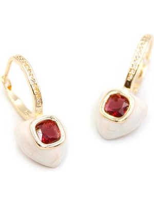 Skygo Mineli Kalp Küpe - Kırmızı