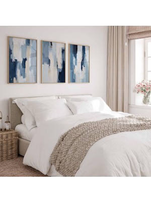 Pam Studio Mavi Bej Soyut 3’lü Çerçeveli Tablo Seti | Modern Minimal Duvar Tablosu