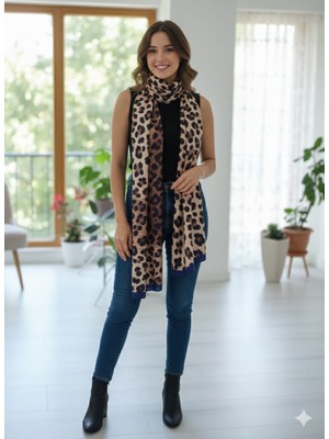 Trend Nexus Leopar Desenli Renk Geçişli Digital Soft Şal