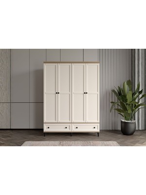 Doressa Duns Walnut 4 Kapılı Gardırop
