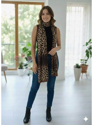 Trend Nexus Leopar Desenli Renk Geçişli Digital Soft Şal
