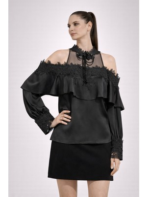Ekol Dantel Detaylı Şık Bluz 3952