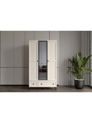 Doressa Duns Moon 3 Kapılı Camlı Gardırop