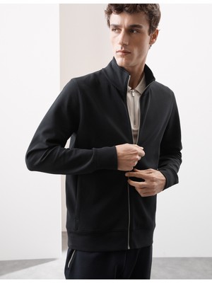 Marks & Spencer Pamuk Karışımlı Fermuarlı Yüksek Yaka Ceket