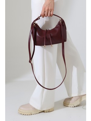 BALANZ Bordo Kadın Mini Boy Uzun Çapraz Askılı El ve Omuz Çantası [20X16 Cm]