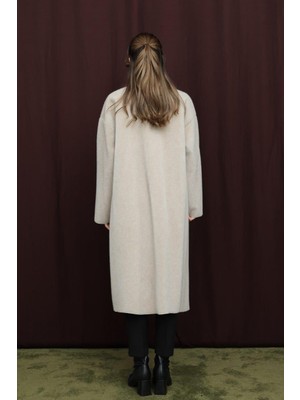 Nobrand Kadın Cep Detaylı Düğmeli Fox Kumaş Kaban