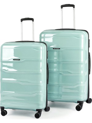 Polo&sky Azra Model Mint Yeşili Pp Kırılmaz 2'li Orta + Büyük Boy Valiz Seti
