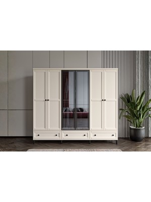 Doressa Duns Moon 6 Kapılı Camlı Gardırop