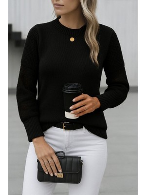 Melen Moda Kadın Uzun Kollu Bisiklet Yaka Triko Bluz