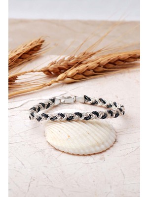 Sümer Telkari 925 Ayar Hasır Örgü Çift Renkli Gümüş Bileklik 4845