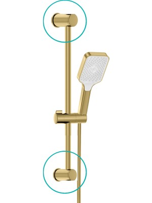 Türkiye Nalbur | Valtemo Brushed Mat Gold Sürgülü Duş Seti Boru Kelepçesi Alt Üst Takım (2’li)