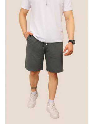 Eydamoon Erkek Baggy Kesim 2 Iplik Basic Yazlık Bel Lastikli Cepli Yazlık Şort&bermuda