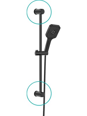 Türkiye Nalbur | Valtemo Mat Siyah Sürgülü Duş Seti Boru Kelepçesi Alt Üst Takım (2’li)