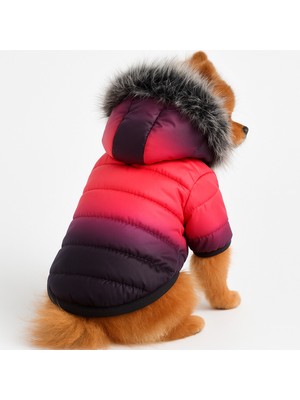 Feyza Design Küçük Irk Pink-Black Puf Anorak Köpek ve Kedi Montu (1-10KG)