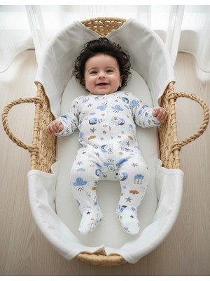 Buufuu Baskılı Bebek Uzun Kollu Çıtçıtlı Zıbın