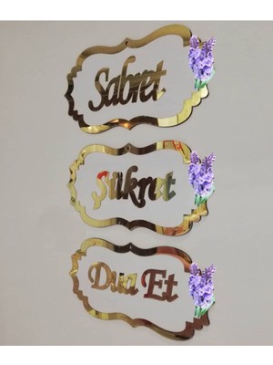 Evsay Sabret Şükret Dua Et Üçlü Pano Set Pleksi Duvar Süsü