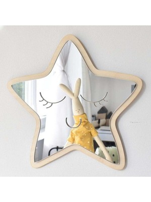 Evsay Çocuk Odası Dekoratif Beyaz Yıldız Duvar Aynası Yıldız Ayna Çocuk Odası Dekoru Kırılmaz Gümüş