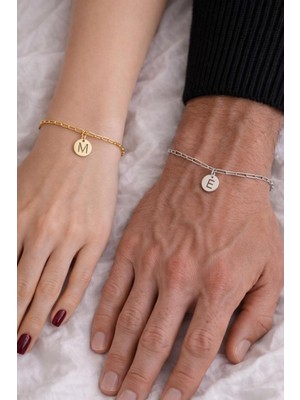 Sirius Jewelry 925 Gümüş | Pul Harf Zincir Çift Bileklik