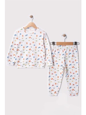 Bontino Erkek Çocuk %100 Pamuk Renkli Arabalar Dijital Baskılı Günlük Alt Üst Takım