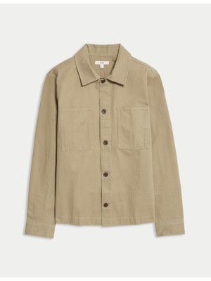 Marks & Spencer Saf Pamuklu Dokulu Gömlek