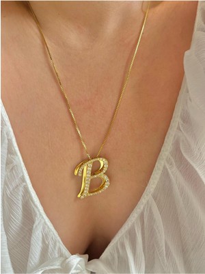 Sirius Jewelry 925 Gümüş | Işıltılı Imza Harf Kolye