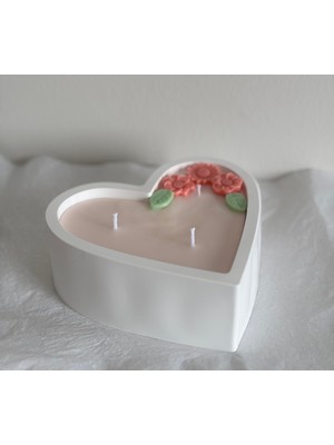 Violet Candle Decor Kalp Desenli Büyük Dekoratif Mum