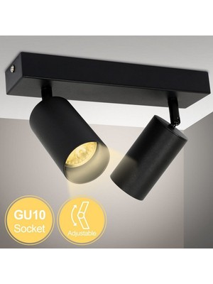 Riolight Modern3 Siyah3,mutfak3,giyinme Odası3,cafeler3 Için Gün Işiğı Metal 2li Spot(Ampul Dahil)