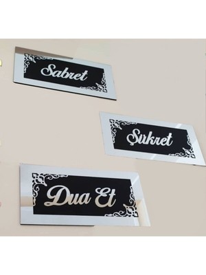 Evsay Sabret Şükret Dua Et Üçlü Pano Set Pleksi Duvar Süsü