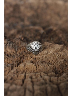 Inure Jewelry Ayarlanabilir Motifli Kuru Kafa Tasarımlı Erkek Yüzük