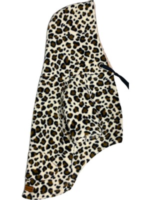 Feyza Design Leopar Desenli Kanguru Cepli Polar Hoodie - Rahat ve Şık Comfort