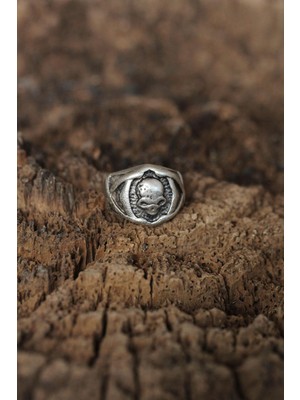 Inure Jewelry Ayarlanabilir Kuru Kafa Tasarımlı Erkek Yüzük