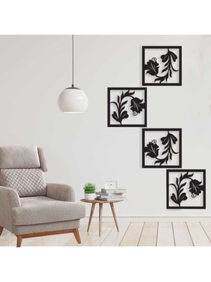 Evsay Çiçek Figürlü Dekoratif Süs Duvar Süsü Duvar Dekoru Ebat 30X30