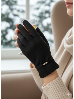 Suyutti Lüks Dokulu Kadın Süet Eldiven