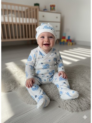 ruhaay Bebek Yeni Doğan Baskılı Mevsimlik Bereli Patikli Alt Üst Takım