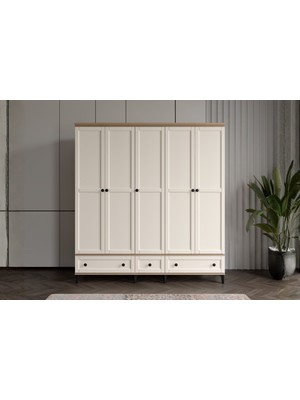 Doressa Duns Walnut 5 Kapılı Gardırop